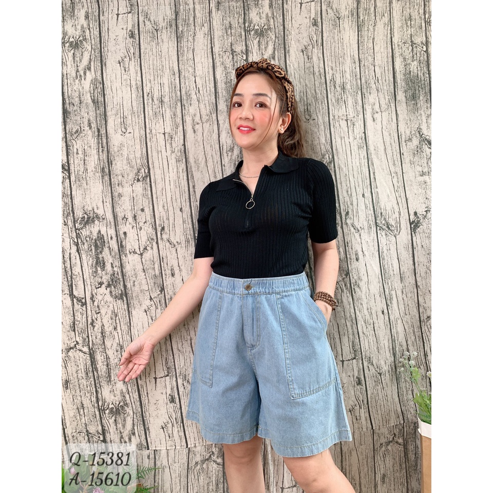 Quần BIGSIZE short jean lưng thun 15381