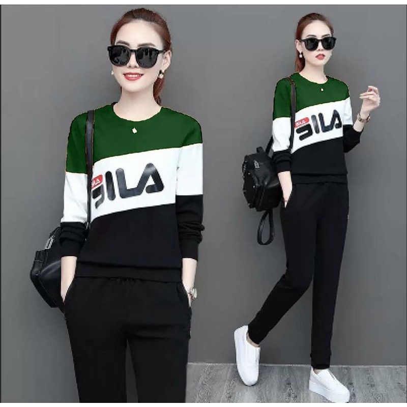 Set Bộ Cotton Nữ - Quần Dài Áo Thêu Phối Màu - SP Y Hình