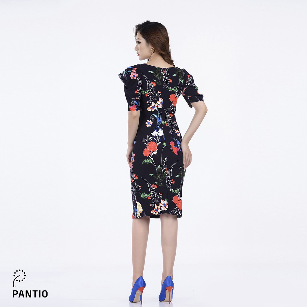 Đầm công sở in Họa tiết hoa dáng ôm ngắn tay FDC52850 - PANTIO