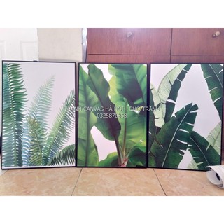 Tranh Tráng Gương khung COMPOZIT 40x60cm x 3 tranh - Lá chuối