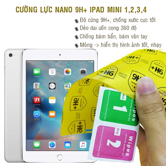 Dán cường lực dẻo nano 9H+ iPad Mini 1, mini 2, mini 3, mini 4