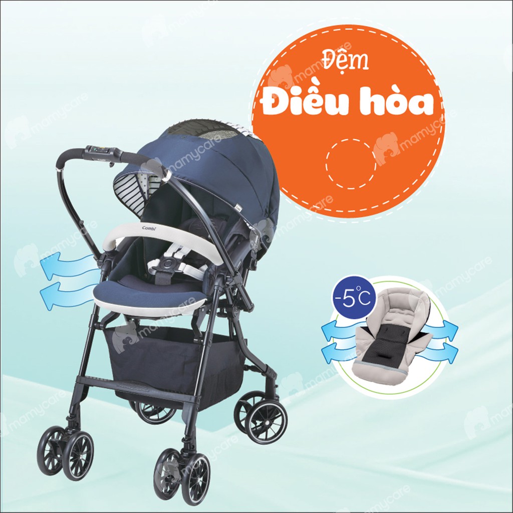 Xe đẩy Combi Umbretta 2 chiều, 3 tư thế, 4 bánh quay tự động cho bé - MAMYCARE