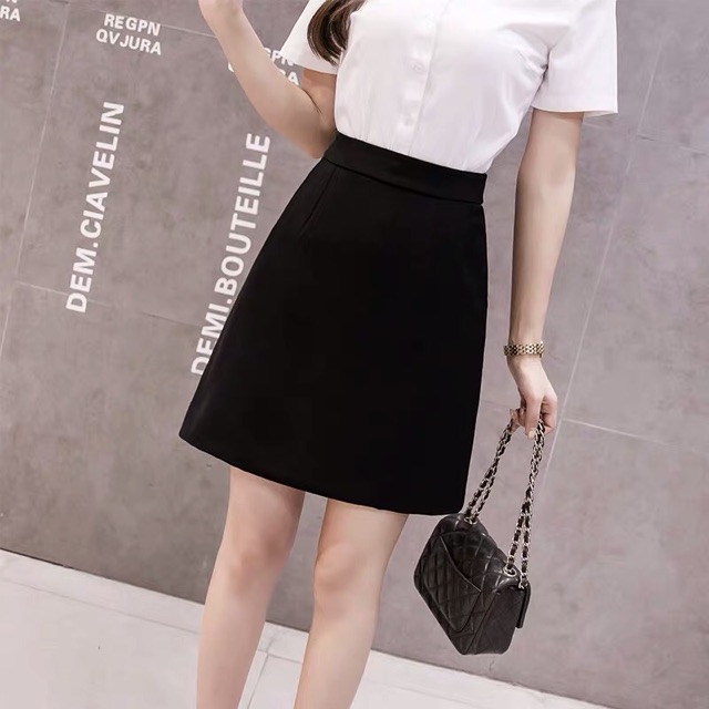 Chân váy chữ A 50cm có khoá séc kéo và túi chéo 2 bên thời trang nữ chân váy công sở