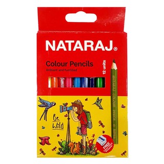 ✅ hộp bút chì ngắn 12 màu nataraj - chì màu học sinh