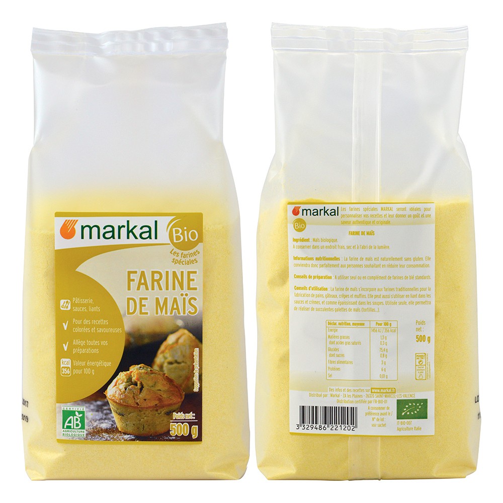 Bột bắp ngô hữu cơ cho bé nguyên liệu làm bánh chính hãng Markal 500g 21202