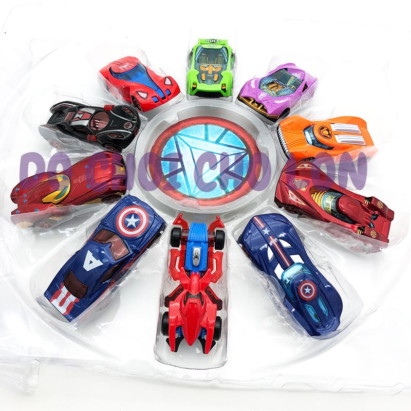 Đồ chơi 10 xe hơi siêu anh hùng bằng SẮT xếp hình tròn 0418-30