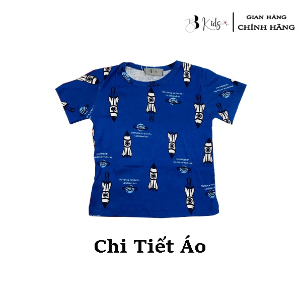 Bộ Cotton Ngắn Tay BB Kids Họa Tiết Vũ Trụ Màu Xanh Cho Bé Trai