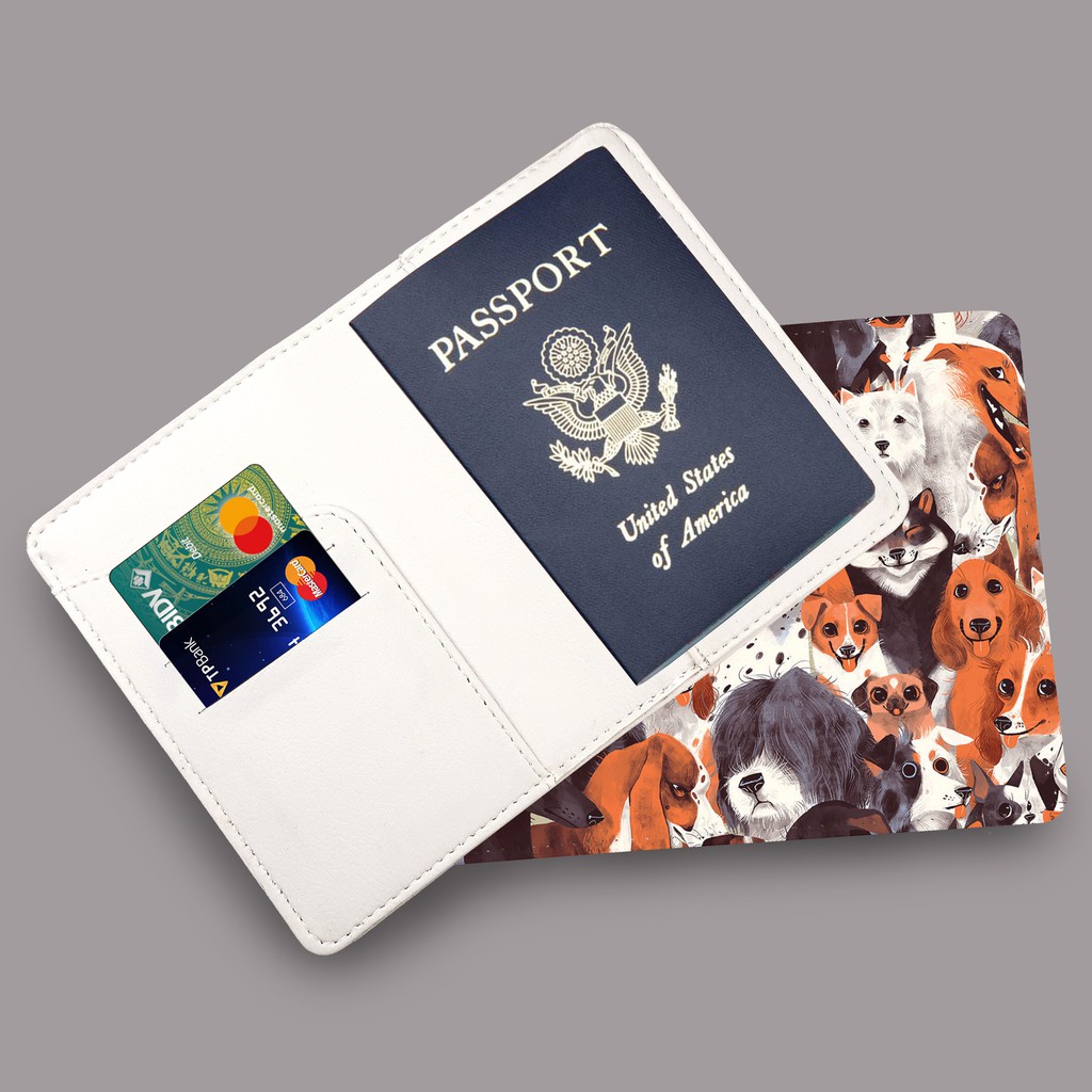 Ví Đựng Hộ Chiếu Du Lịch GIA ĐÌNH CHÓ CUTE - Bao Da Passport Và Thẻ Phụ Kiện Độc Lạ - Passport Cover Holder - PPT174