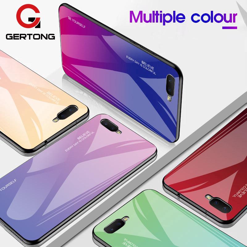 Ốp điện thoại bằng silicon mặt kính cường lực màu gradient dành cho OPPO k1 R17 F11 Pro Find X R15X R19