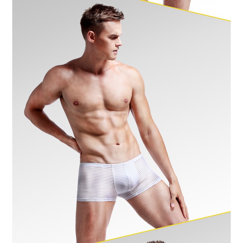 Quần lót chữ nhật không đường may xuyên thấu thoáng khí thời trang mùa hè cho nam