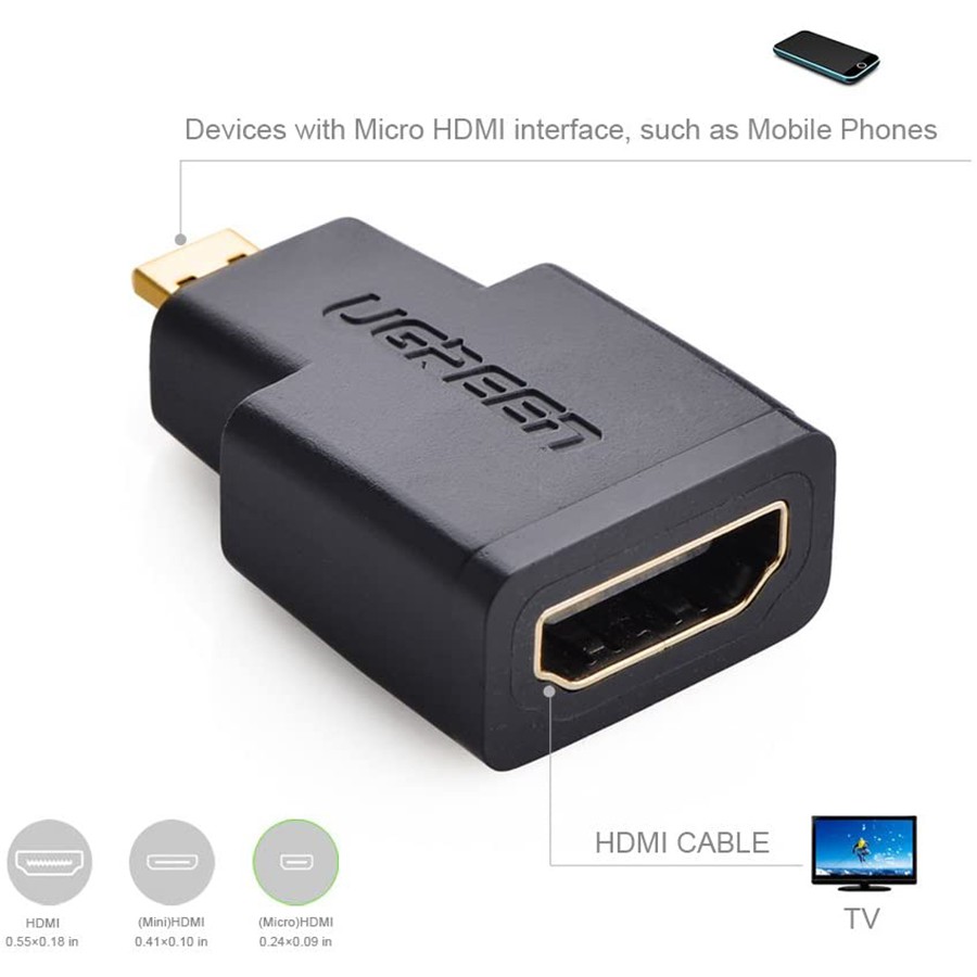 Đầu chuyển Micro HDMI sang HDMI Ugreen 20106 Cao Cấp