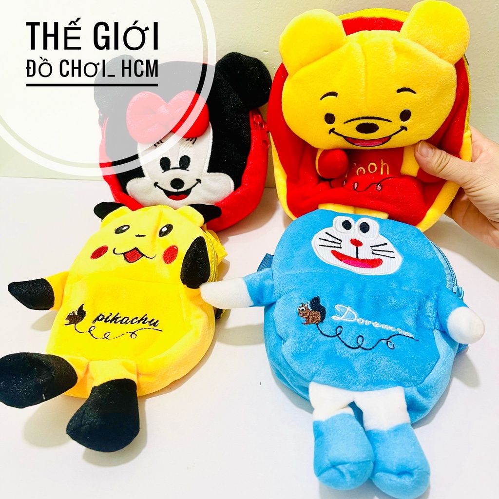 [HOT-NHIỀU MẪU] Túi Đeo Vai Hình Gấu Pooh/ Đôrêmon/ Mickey/Pikachu Nhồi Bông Dễ Thương Chất Lượng Tốt
