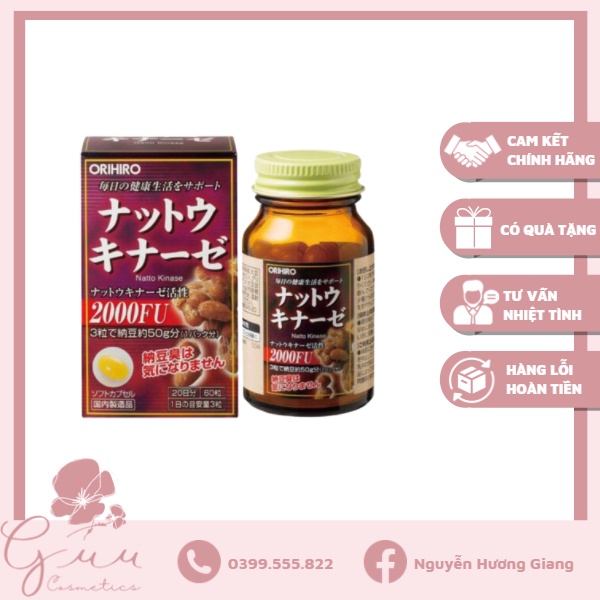 Viên uống chống đột quỵ Orihiro Natto Kinase 60 viên Nhật Bản