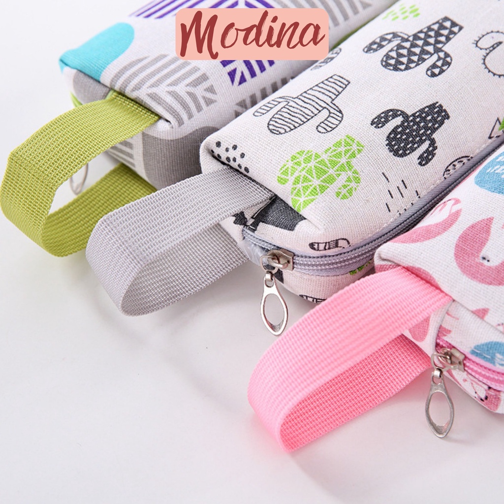 Túi đựng bút vải canvas cute MODINA, hộp bút vải in hình dễ thương