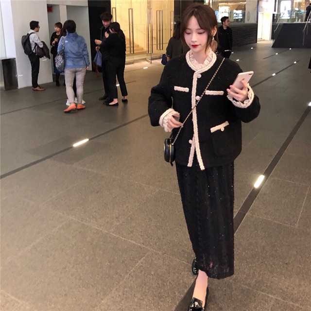 Áo dạ tweed viền voan tơ Organza GNCM