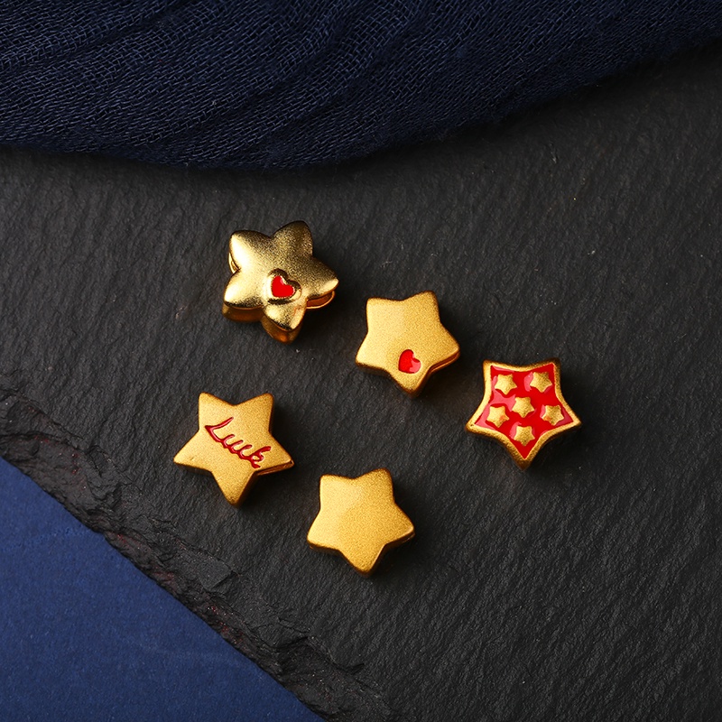 Phụ Kiện Hạt Hình Ngôi Sao Năm Cánh Tráng Men Thủ Công Nhiều Màu Sắc Phong Cách Trung Hoa