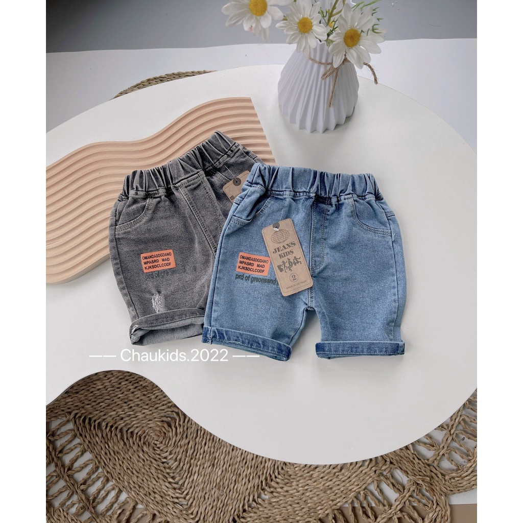 Quần short jeans, quần đùi bé trai cào rách dáng basic cho bé-Bm_babyshop68