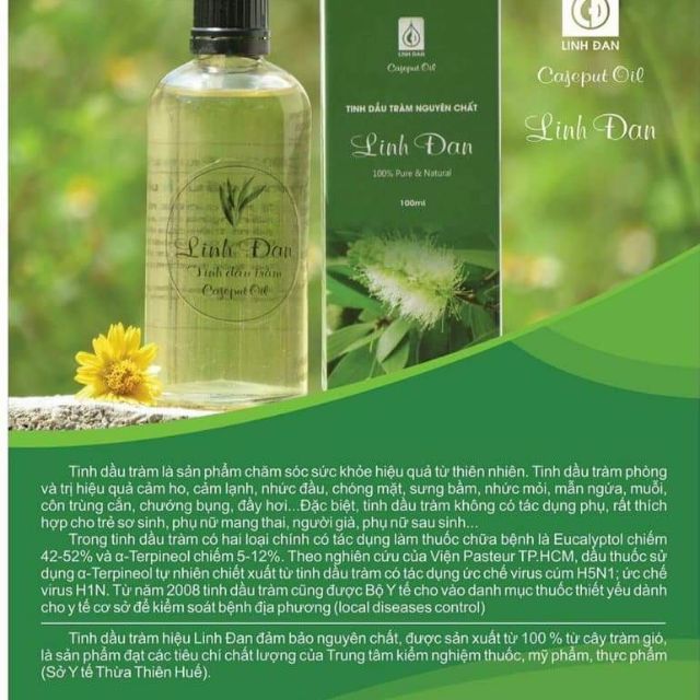 Dầu tràm nguyên chất 100% Linh Đan