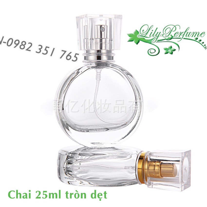 Lọ chiết nước hoa 25ml tròn dẹt (Ống chiết nước hoa/ Vỏ chiết nước hoa/ Chai chiết nước hoa)