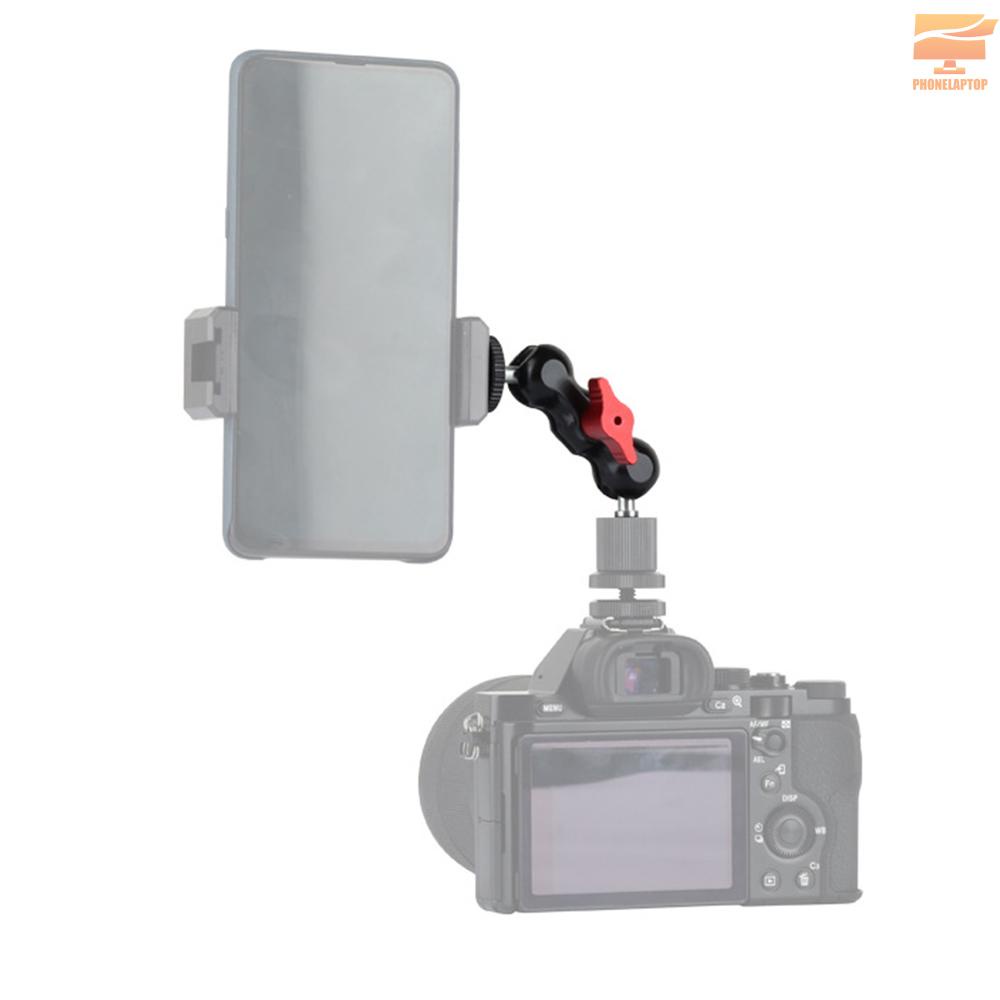 Multifunctional Ball Head Mount Mini Dual Ball Head Clamp with 1/4 Screw for DSLR Camera Monitor LED Light Flashlight