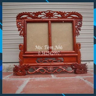 Khung ảnh rồng đôi - Khung ảnh thờ gia tiên gỗ hương 2 ảnh thờ