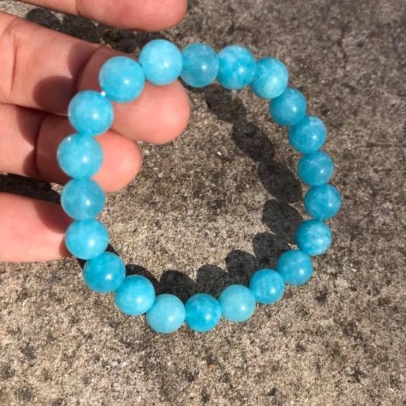 Vòng tay đá Amazonite sắc xanh ngọc thanh khiết.8ly