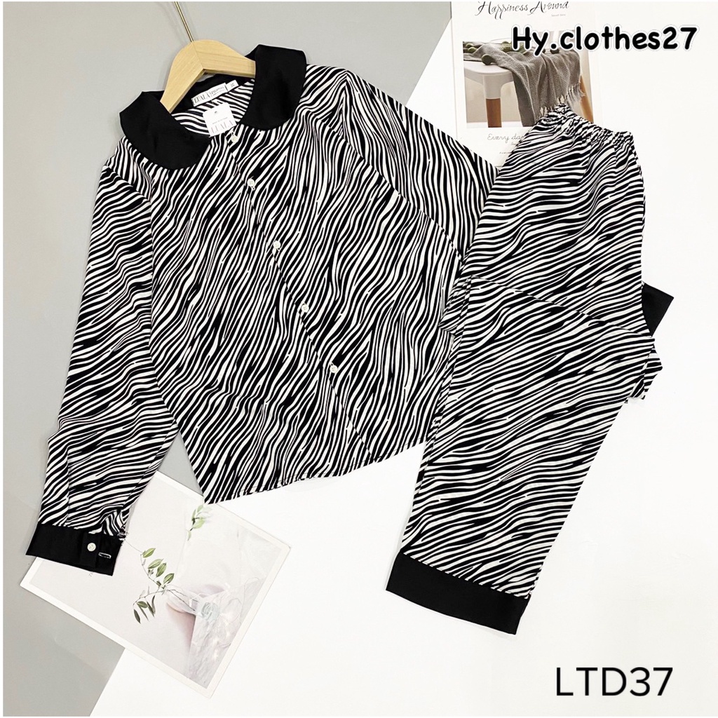 BỘ LỤA CỔ SEN TAY DÀI mango có size / pyjama mặc nhà
