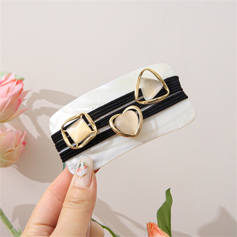Dây buộc tóc BEADIA cao su co giãn đính đá opal hình học thời trang cho nữ