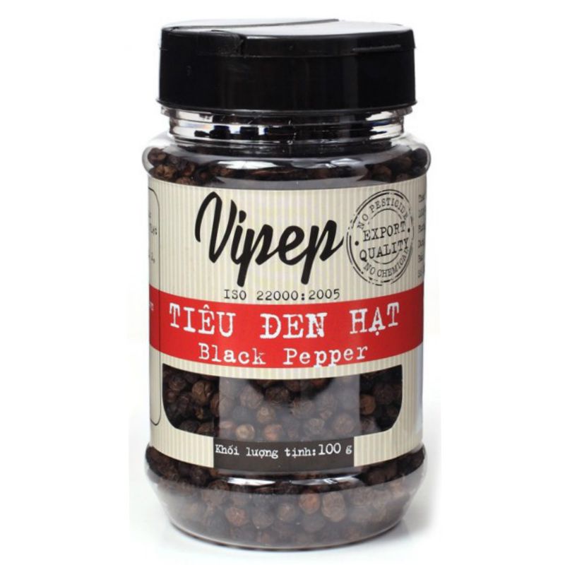 Tiêu Đen Hạt/Tiêu Đen Xay Ground Black Pepper Vipep Hũ 100G