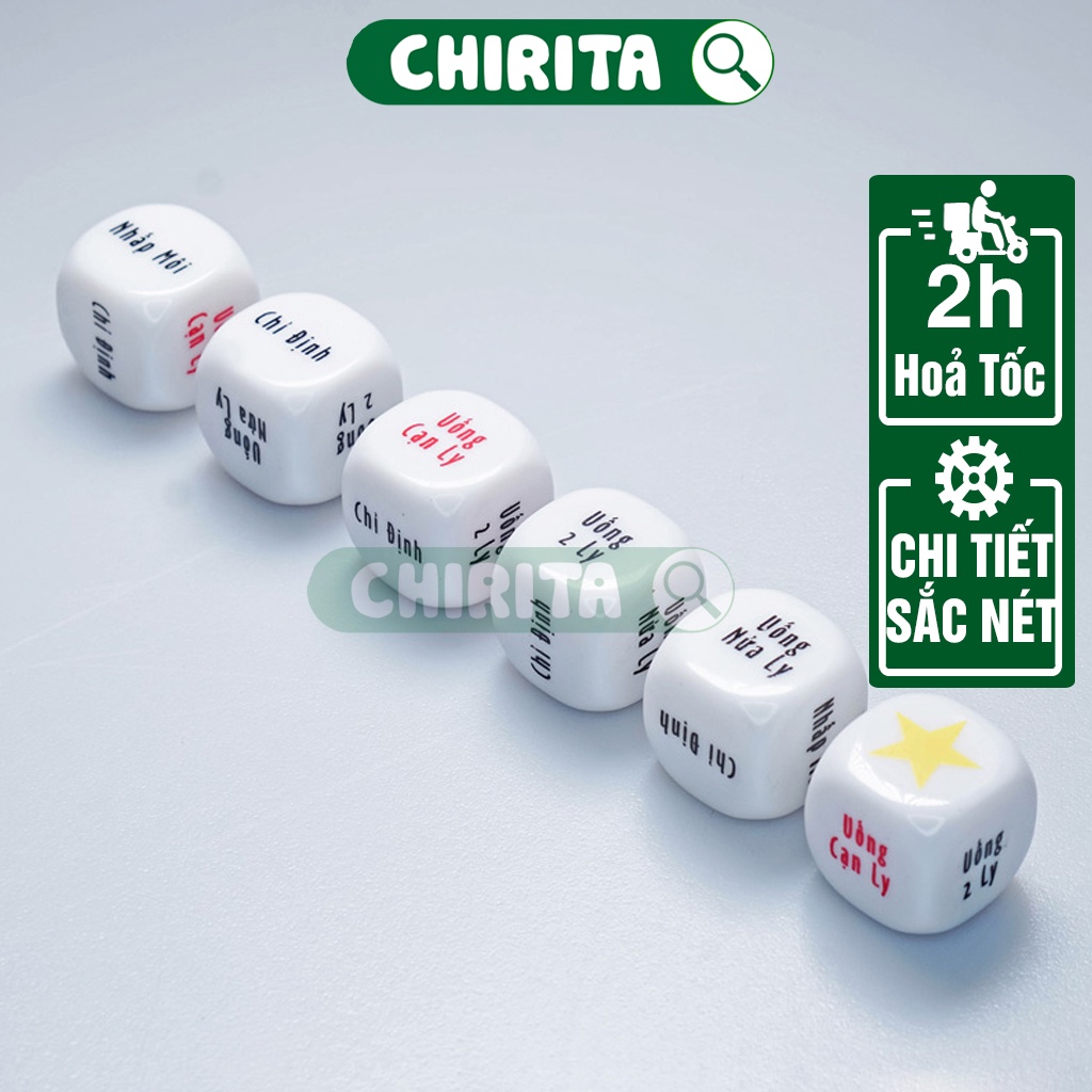 Viên Xúc Xắc Xí Ngầu Uống Bia Nhựa Loại Tốt, Xí Ngầu Uống Bia 6 Mặt Tiếng Việt Siêu Vui - Đồ Chơi Chirita