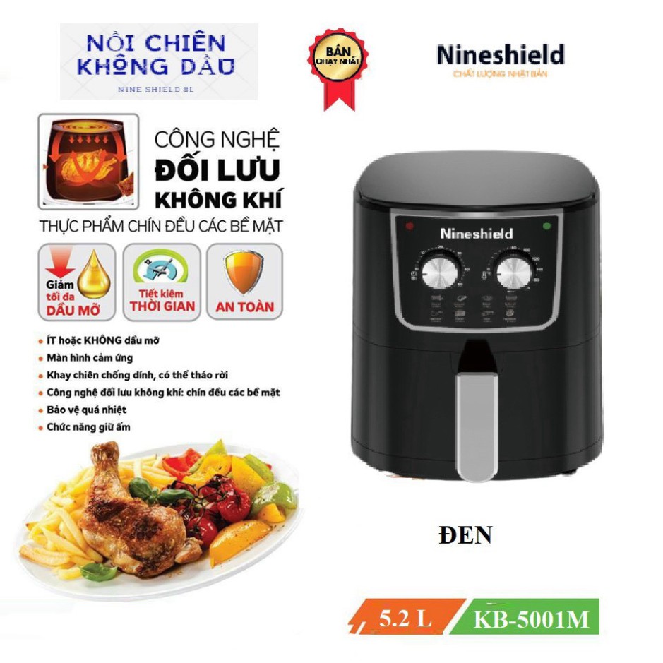 [Rẻ vô địch] Nồi chiên không dầu NINE SHIELD 8L điện tử siêu to khổng lồ [BH 2 năm] LOẠI XỊN