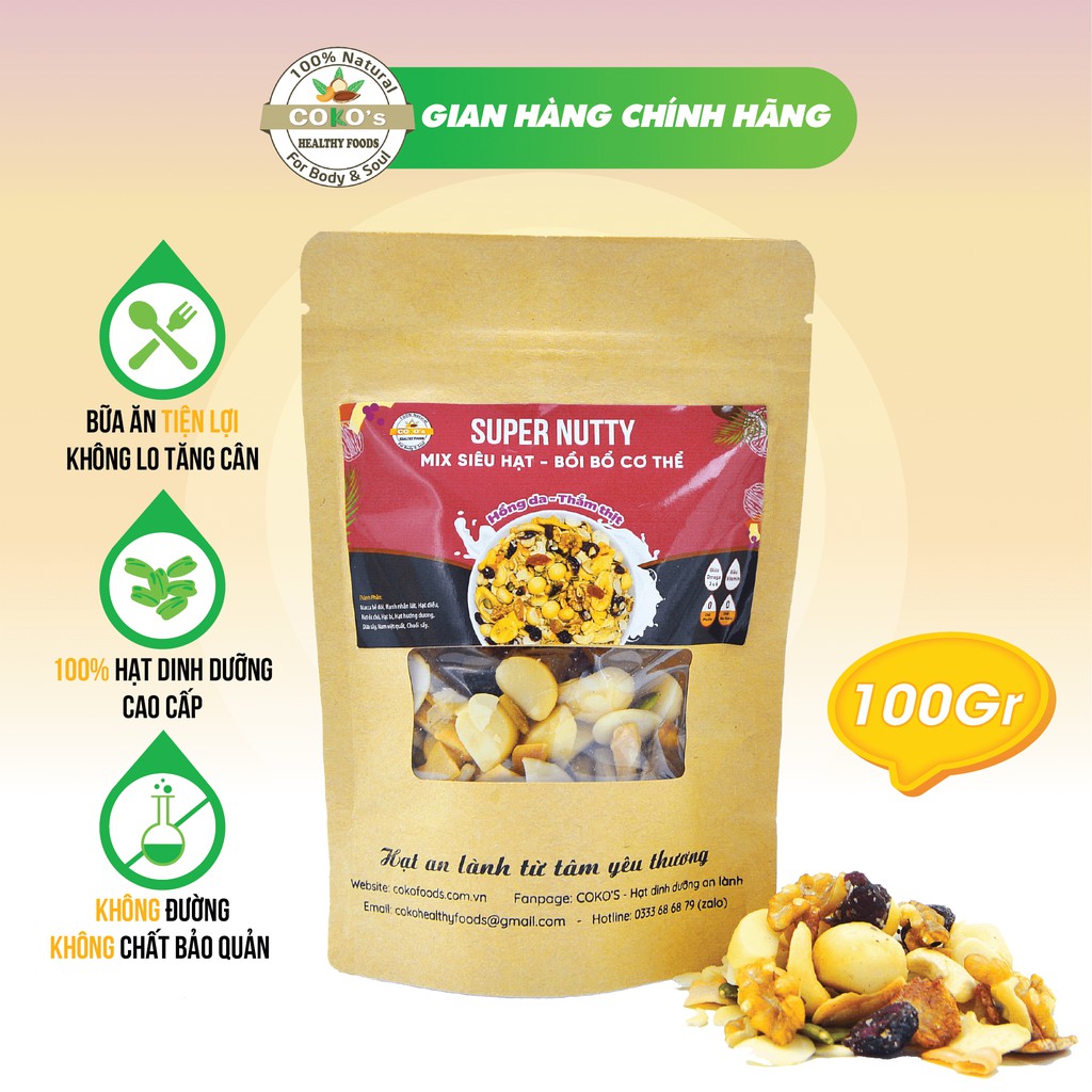 Combo 5 Gói Ngũ Cốc Granola Gói 100gr COKO'S FOOD Ngũ Cốc Siêu Hạt Dinh Dưỡng Tiện Lợi