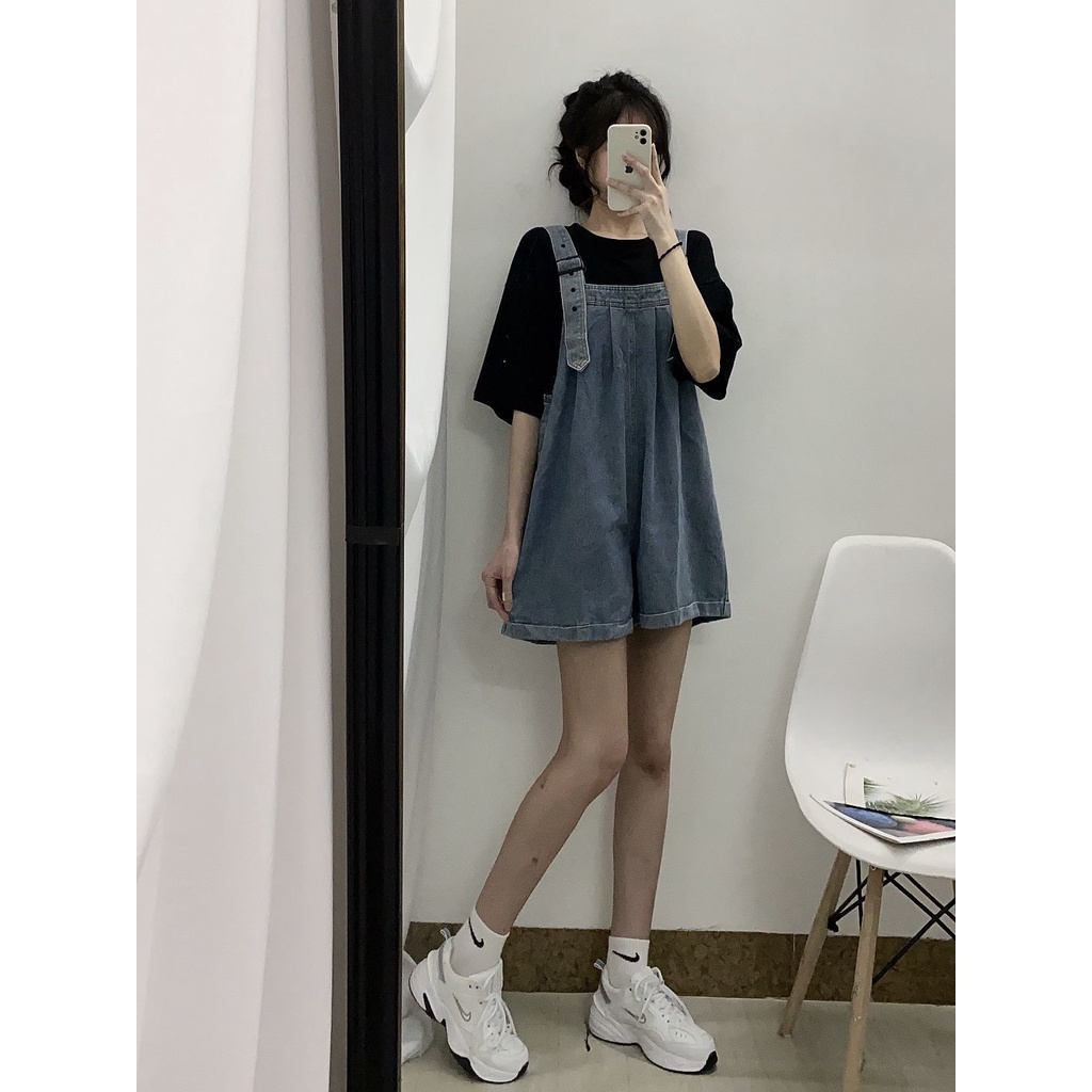 Quần Yếm Jeans Ngắn Thời Trang Dành Cho Nữ