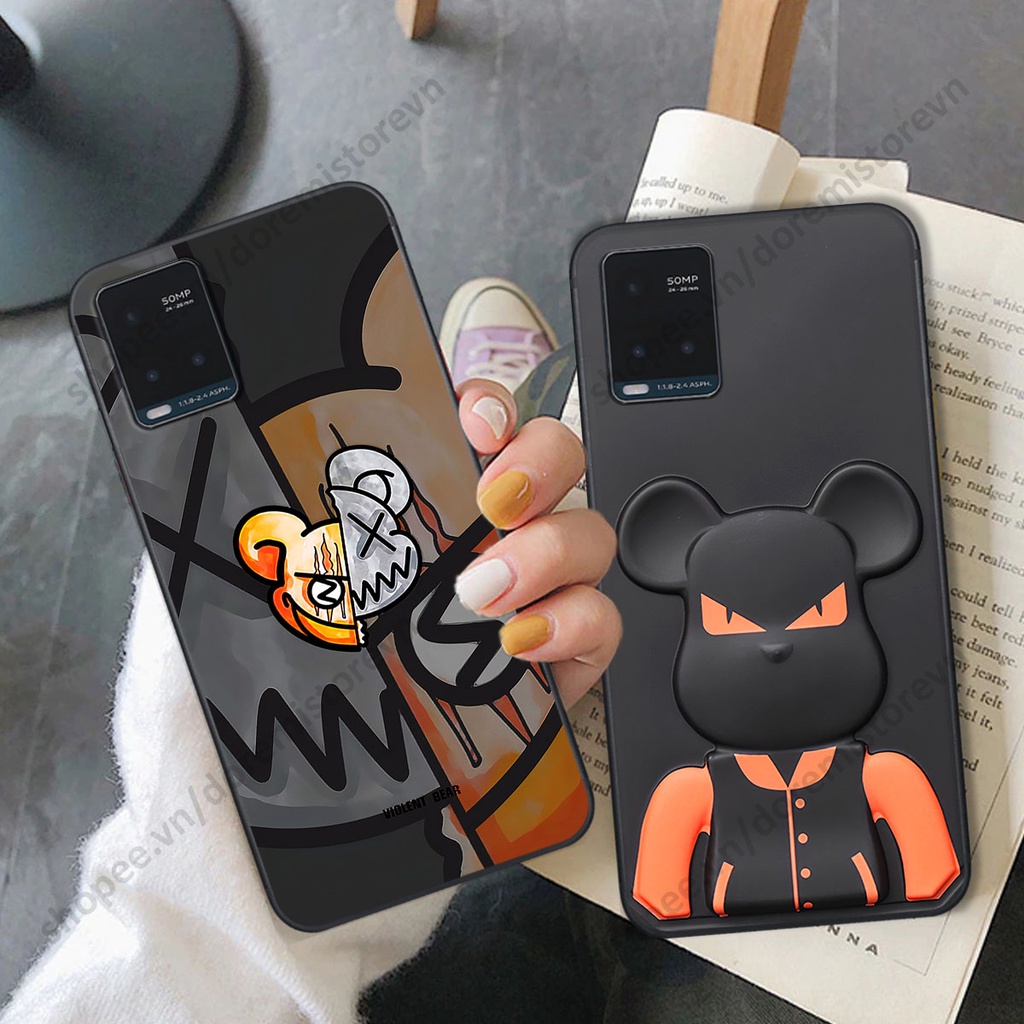 Ốp lưng Vivo Y21 / Y21s / Y33s hình kaws, kith, bear brick nổi 3D phong cách độc đáo