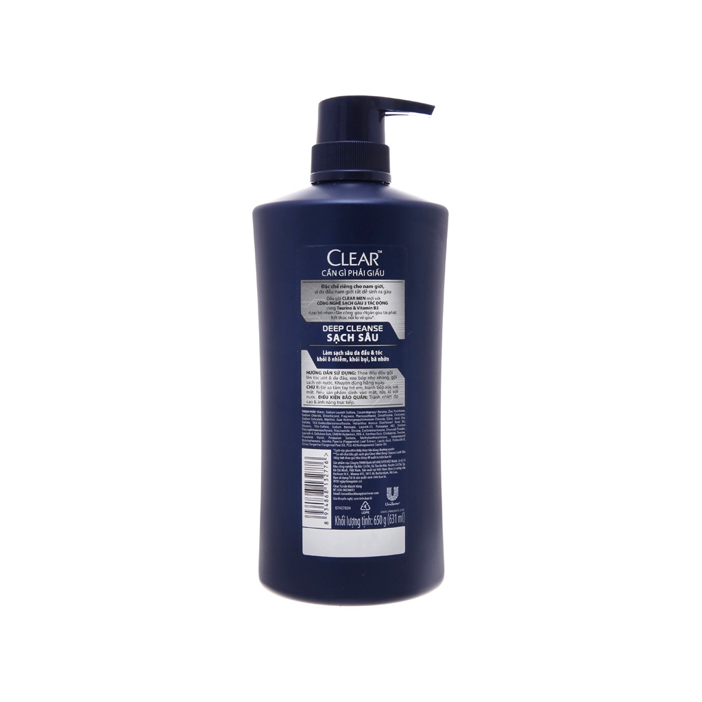 Dầu gội sạch gàu Clear Men Deep Cleanse sạch sâu thái lan 480ml