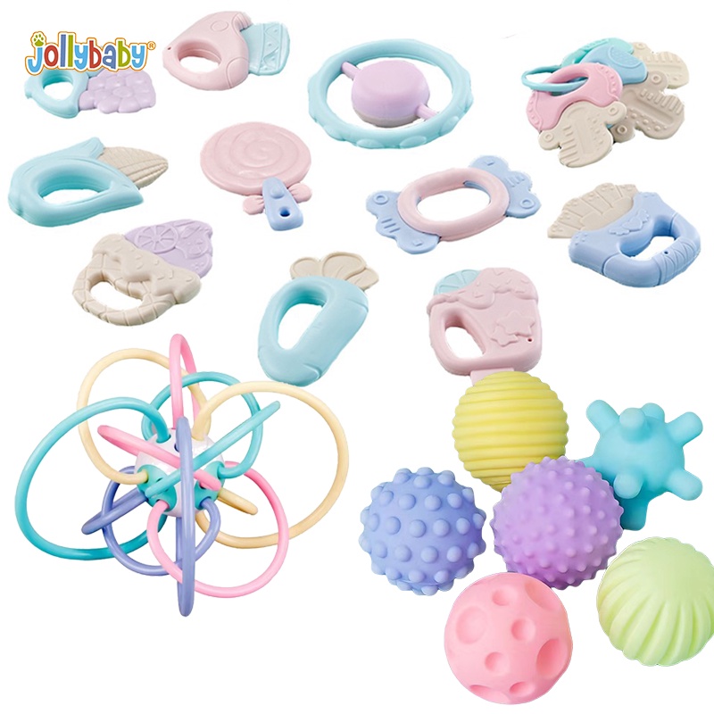 Set 6 đồ chơi ngậm mọc răng JOLLYBABY chất liệu an toàn không độc hại đáng