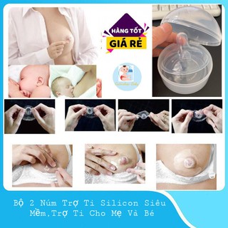 Bộ 2 núm trợ ty Silicon siêu mềm cho mẹ, Trợ ti cho bẹ và bé
