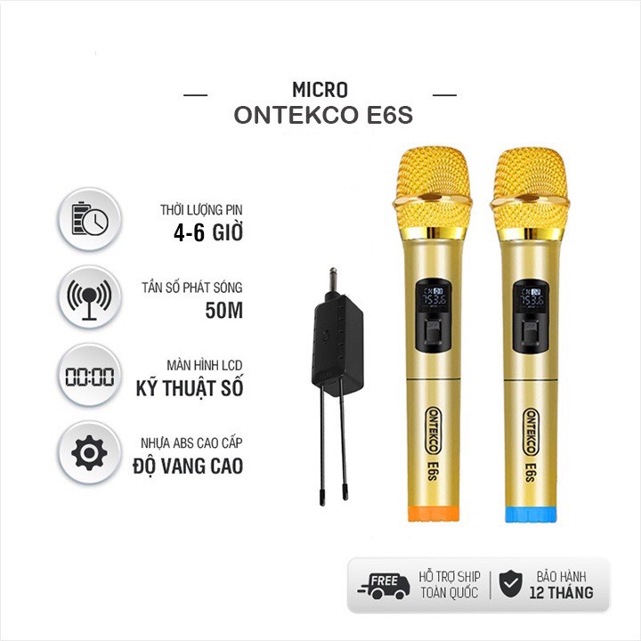 Bộ Micro không dây karaoke chuyên nghiệp ONTEKCO | E6S| MV02 plus+  | W003 plus+/W001 plus+/MU02 plus+/WR20 plus+/W108 p