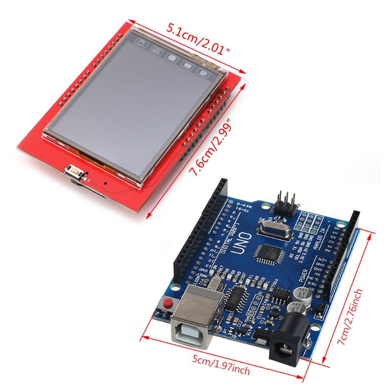 Bảng Mạch Uno R3 Mega328P Màn Hình Cảm Ứng Lcd 2.4 Inch Tft Cho Arduino