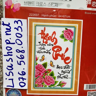 Tranh thêu chữ thập hạnh phúc 44x67cm chưa thêu 222697 thêu thường 222697
