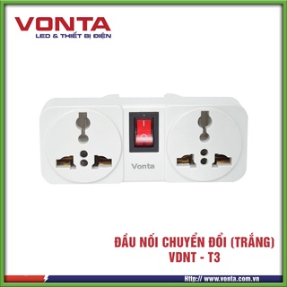 Đầu nối đa năng vuông ( 02 ổ cắm 3 chấu)- màu trắng (VDNVT3)