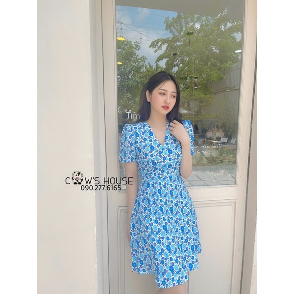 Đầm hoa đắp chéo thắt nơ eo ( có bigsize )