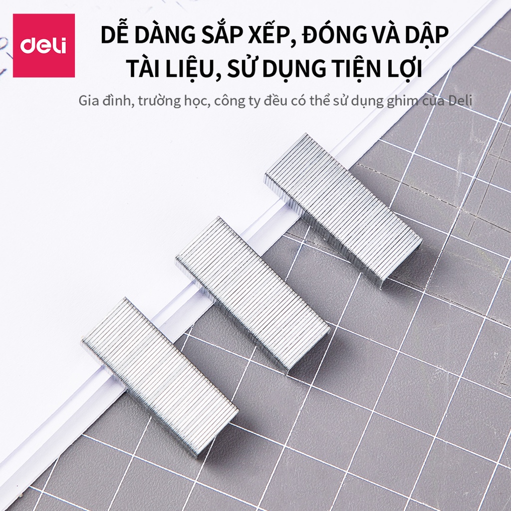 Ghim Dập Tài Liệu Số 10 Deli - Hộp Ghim Bấm 1000 cái - 1 hộp - E0010N