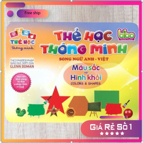 Thẻ học thông minh Song Ngữ Anh-Việt - Thẻ Học Flashcards Thông Minh Song Ngữ Bibo Chủ đề Hình Khối và Màu Sắc