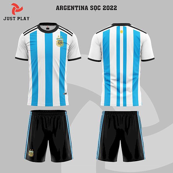 Bộ quần áo đá banh ARGENTINA 2022 của Justplay - vải thun lạnh thoáng và thấm hút mồ hôi - hàng phân phối chính hãn