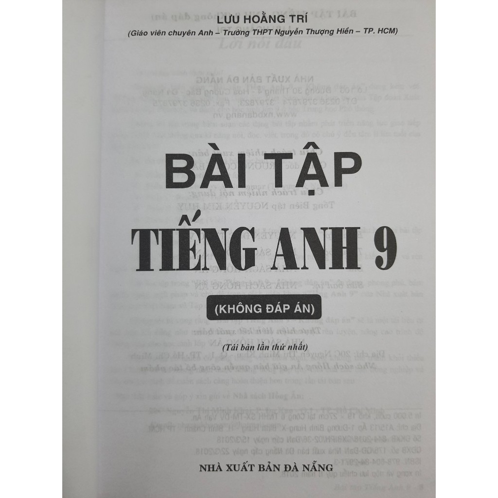 Sách - Bài tập tiếng anh 9 - Không đáp án (theo Sách thí điểm)