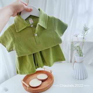 Set váy polo cổ đức bé gái