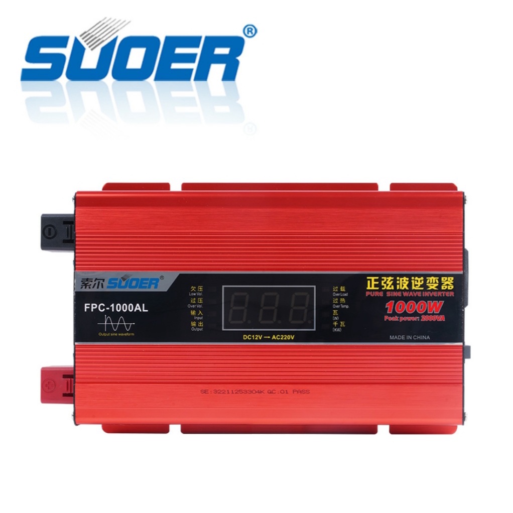Bộ đổi điện sin chuẩn 1000w 12v sang 220v có đồng hồ hiển thị - FPC-1000AL Led