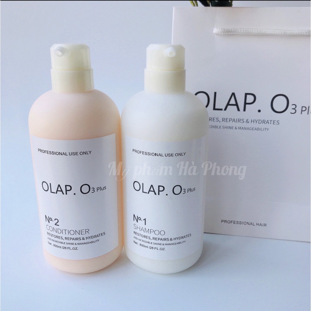 Bộ Cặp Dầu Gội OLAP O3 Plus, Dầu Xả OLAP O3 Biotin &amp; Collagen Phục Hồi  Chuyên Sâu 800mlx2 Chính Hãng