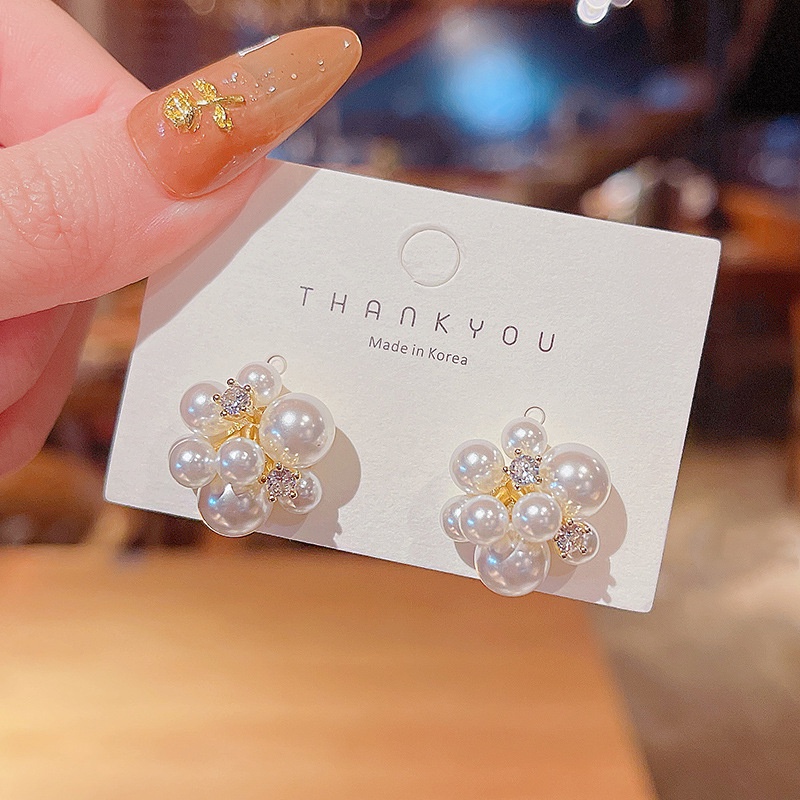 Bông Tai Hình Hoa Đính Ngọc Trai Phong Cách Vintage Thanh Lịch